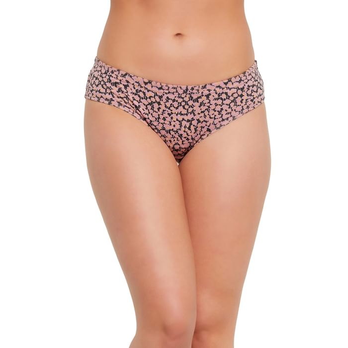 

Clovia Mid Waist Floral Print Hipster Panty in Mauve with Inner Elastic - 100% Cotton - PN2855B12, Lavender