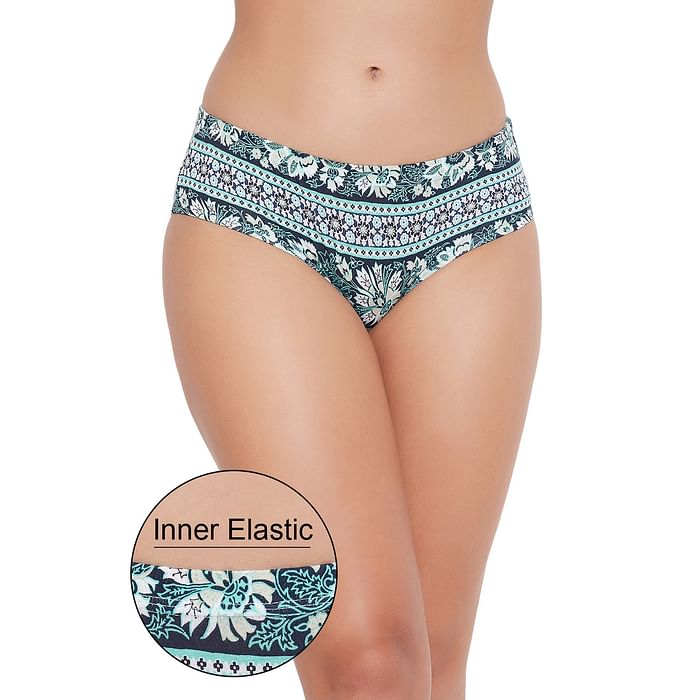 

Clovia Mid Waist Floral Print Hipster Panty with Inner Elastic in Multicolour - Cotton - PN3227N19