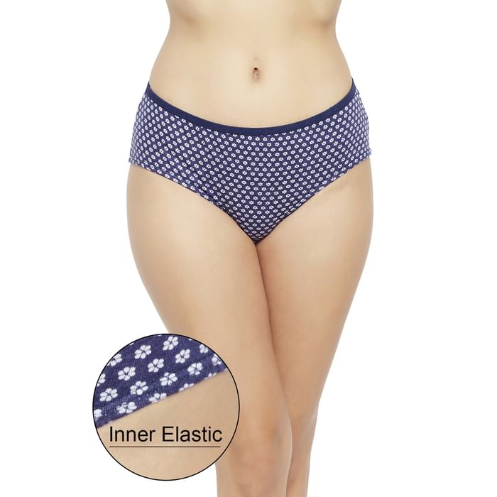 

Clovia Mid Waist Floral Print Hipster Panty in Navy - Cotton - PN3464A08