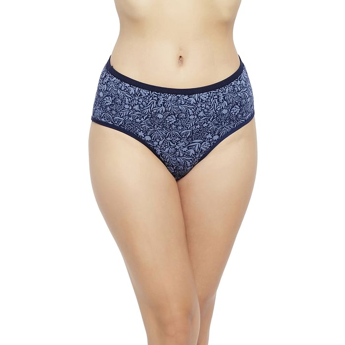 

Clovia Mid Waist Floral Print Hipster Panty in Navy - Cotton - PN3464I08