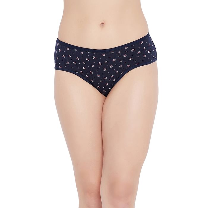 

Clovia Mid Waist Floral Print Hipster Panty in Navy - Cotton - PN3464N08