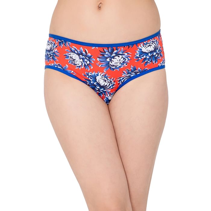 

Clovia Mid Waist Floral Print Hipster Panty in Orange - PN3404B16