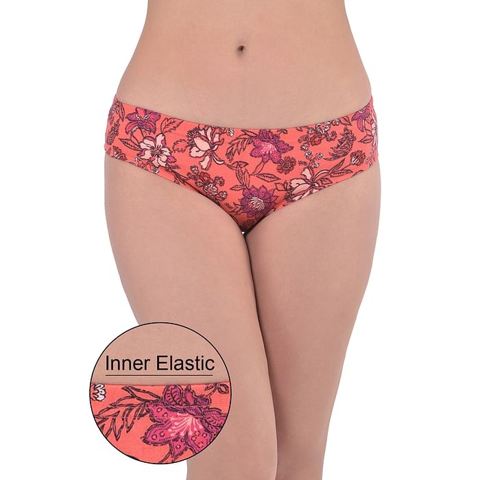 

Clovia Mid Waist Floral Print Hipster Panty with Inner Elastic in Orange - Cotton - PN3227Q16