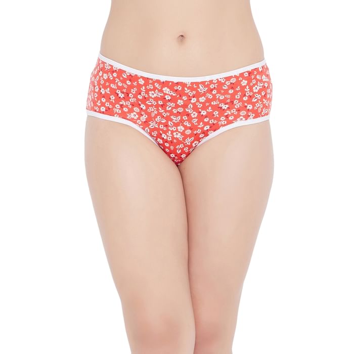

Clovia Mid Waist Floral Print Hipster Panty in Orange - Cotton - PN2679X16