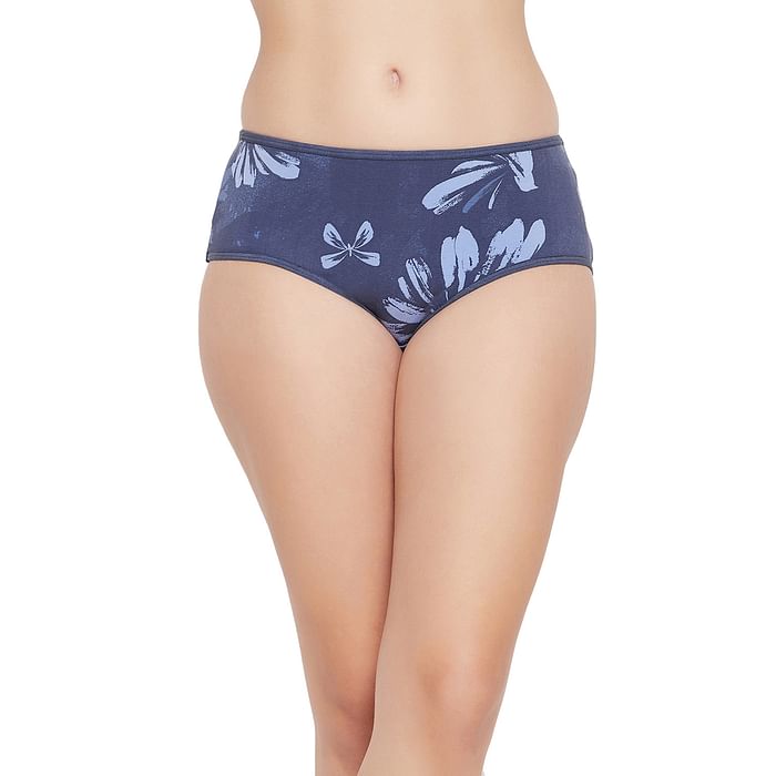 

Clovia Mid Waist Floral Print Hipster Panty in Navy - Cotton - PN3411C12, Lavender