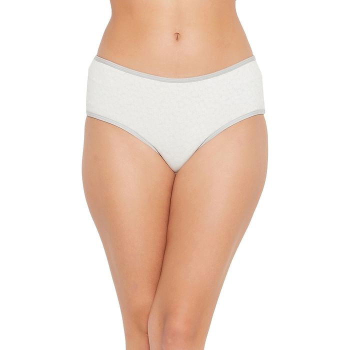 

Clovia Mid Waist Floral Print Hipster Panty in White - Cotton - PN3411K18