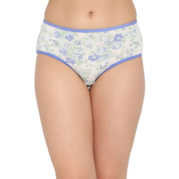 

Clovia Mid Waist Floral Print Hipster Panty in White - Cotton - PN3411U19, Multicolour