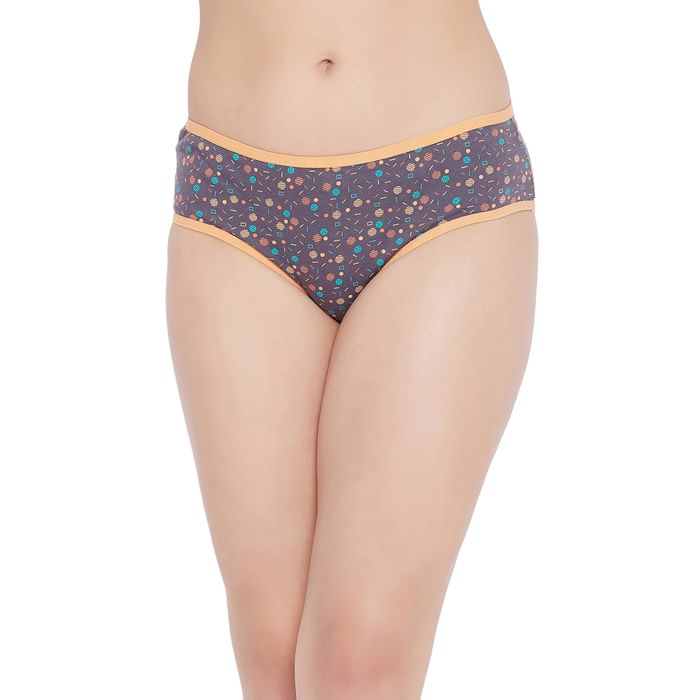 

Clovia Mid Waist Geometric Print Hipster Panty in Dark Grey - Cotton - PN3464T05