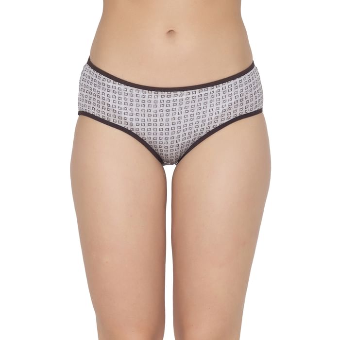 

Clovia Mid Waist Geometric Print Hipster Panty in Light Grey - PN3411A01