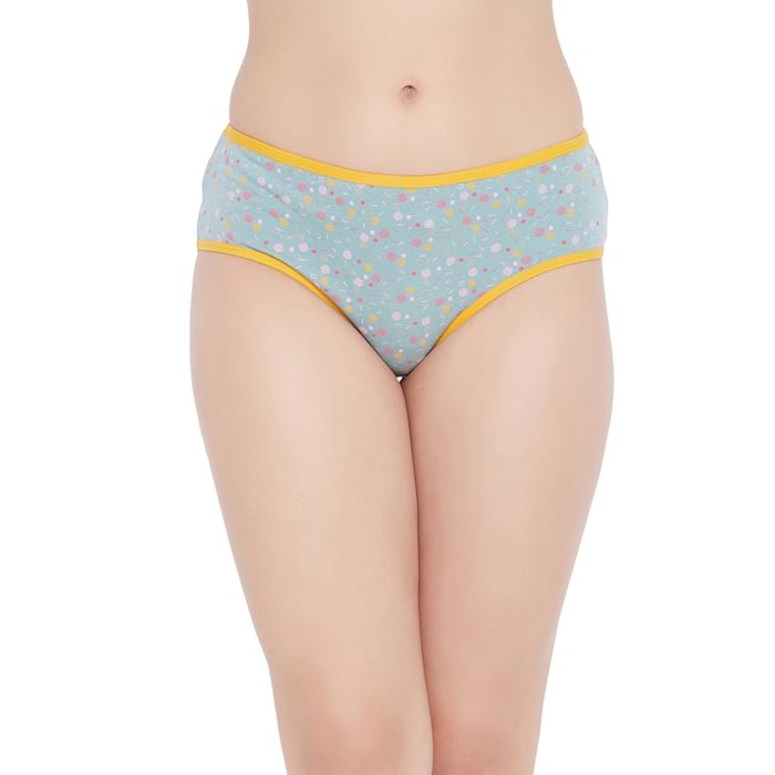 

Clovia Mid Waist Geometric Print Hipster Panty in Mint Green - Cotton - PN3464T11, Light green