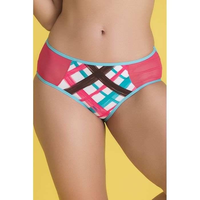 

Clovia Mid Waist Geometric Print Hipster Panty in Multicolour with Powernet Inserts - PN3461P19