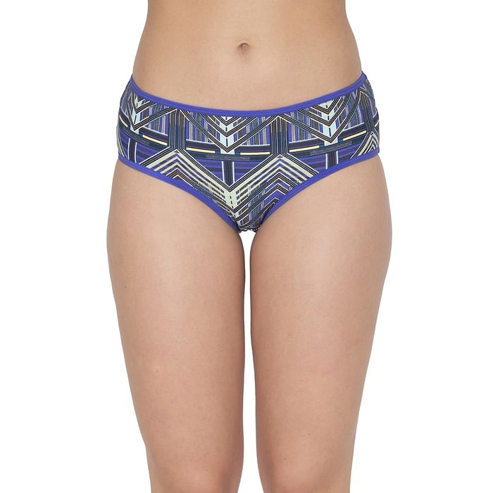 

Clovia Mid Waist Geometric Print Hipster Panty in Royal Blue - Cotton - PN3411A12, Lavender