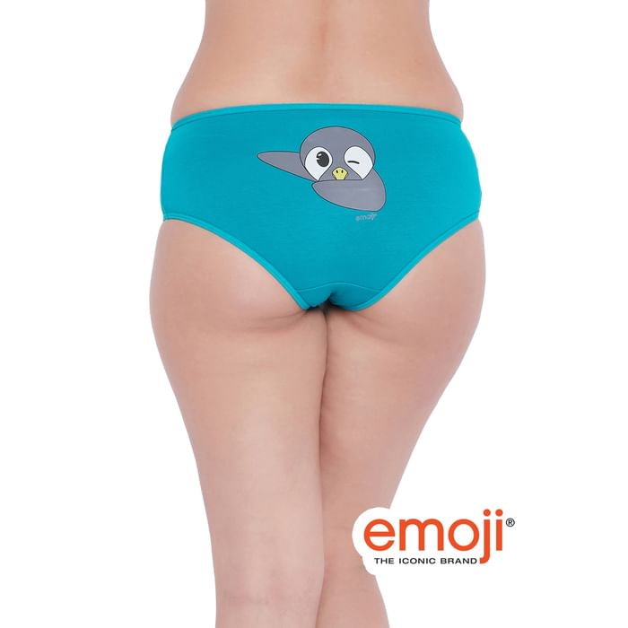 

Clovia Mid Waist Penguin Print Hipster Panty in Teal Blue - Cotton - PN3350A17, Dark green