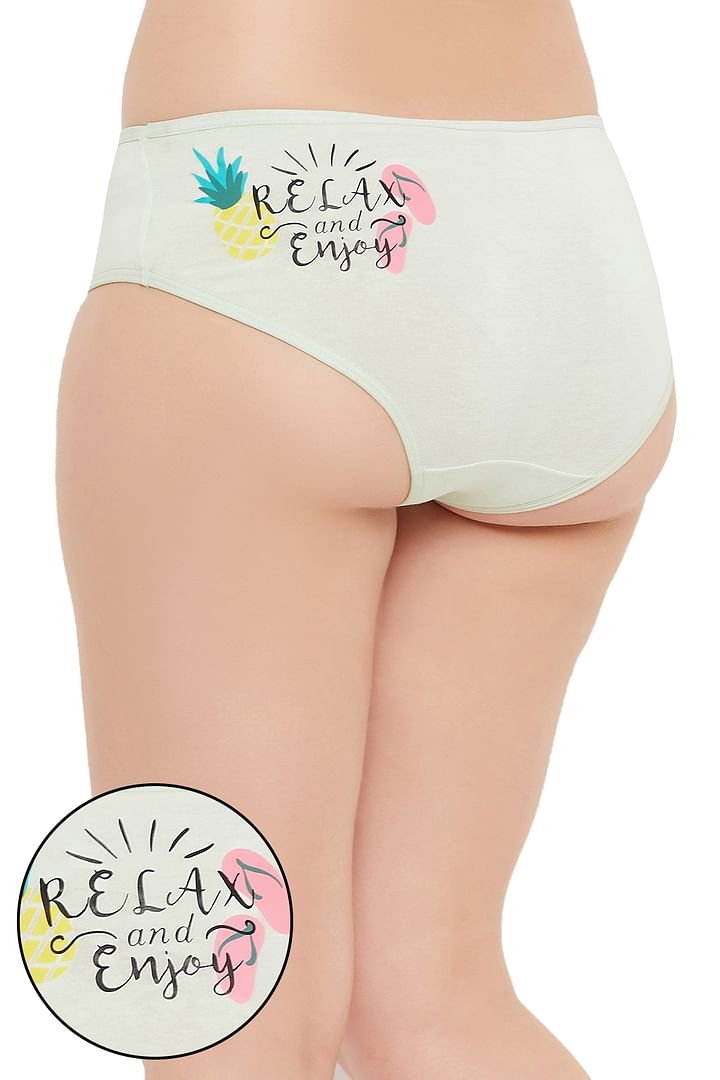 Buy Mid Waist Graphic & Text Print Hipster Panty in Pastel Green - Cotton  Online India, Best Prices, COD - Clovia - PN3297E11
