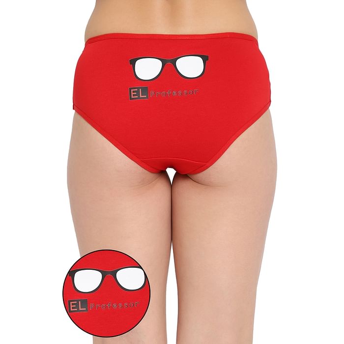 

Clovia Mid Waist Graphic & Text Print Hipster Panty in Red - Cotton - PN3377D04