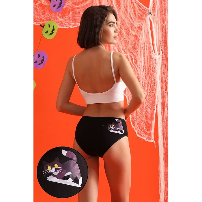 

Clovia Mid Waist Halloween Print Hipster Panty in Black - Cotton - PN3110B13