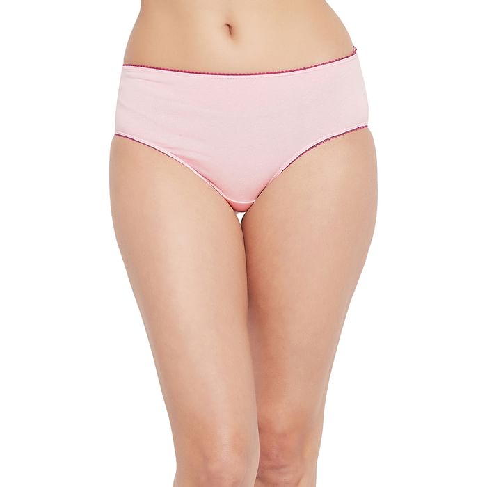 

Clovia Mid Waist Hipster Panty in Baby Pink - Cotton - PN2323P22, Light pink