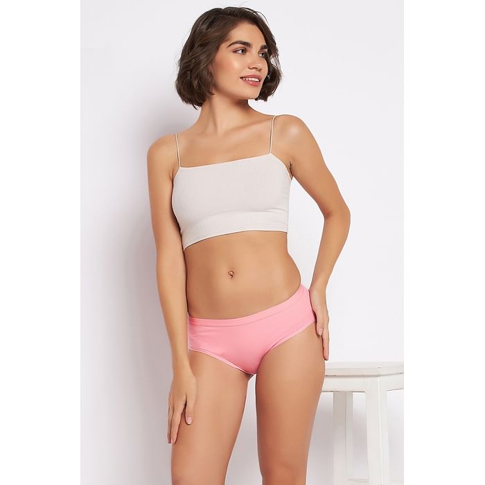 

Clovia Mid Waist Hipster Panty in Baby Pink - Cotton - PN2007P22, Light pink