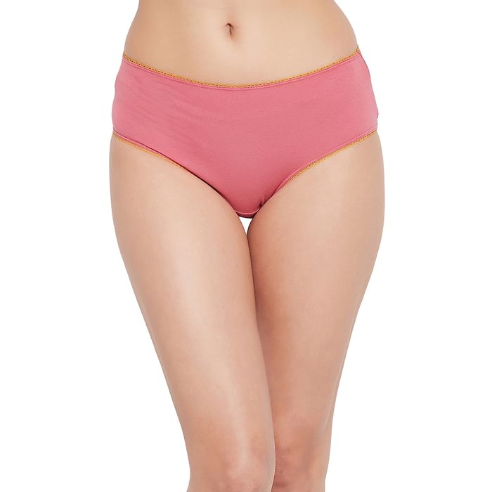 

Clovia Mid Waist Hipster Panty in Blush Pink - Cotton - PN2323A22, Light pink