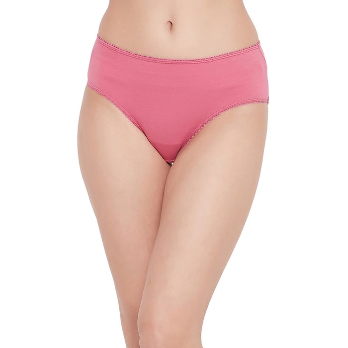 

Clovia Mid Waist Hipster Panty in Blush Pink - Cotton - PN0681D22, Light pink