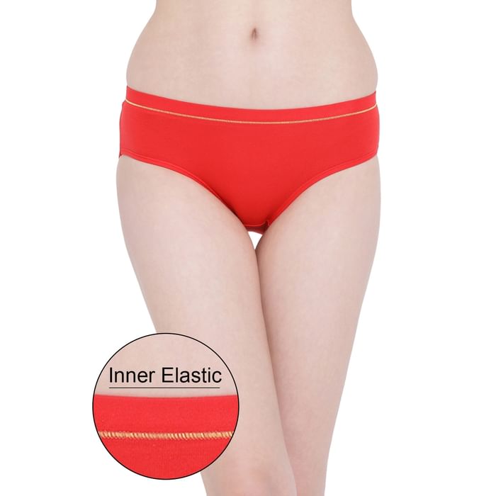 

Clovia Mid Waist Hipster Panty with Inner Elastic in Brick Red - Cotton - PN3441A04