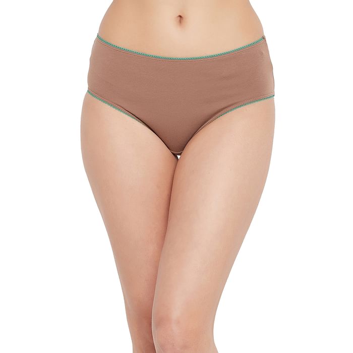 

Clovia Mid Waist Hipster Panty in Brown - Cotton - PN2323P24, Nude-colour