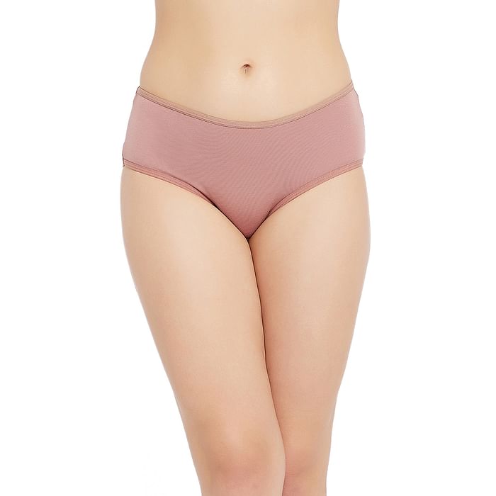 

Clovia Mid Waist Hipster Panty in Dusky Pink - Cotton - PN2999A22, Light pink