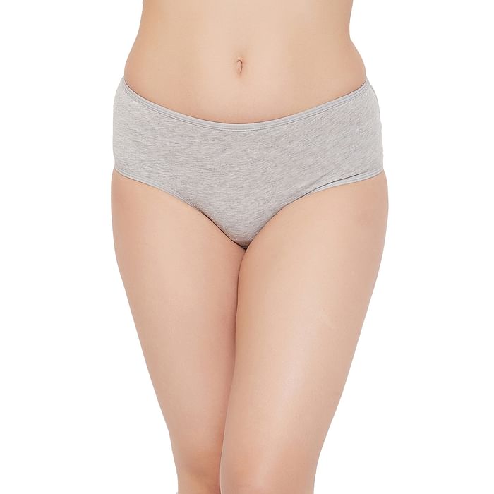 

Clovia Mid Waist Hipster Panty in Grey - Cotton - PN3414I01, Light grey
