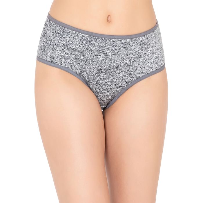 

Clovia Mid Waist Hipster Panty in Grey Melange - PN3404D05, Dark grey