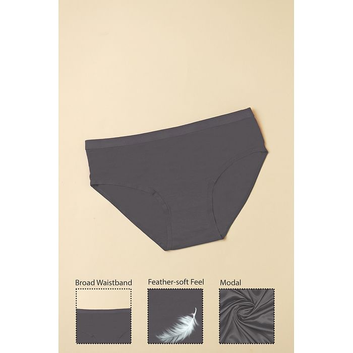 

Clovia Mid Waist Hipster Panty in Grey - Modal - PN3547A05, Dark grey