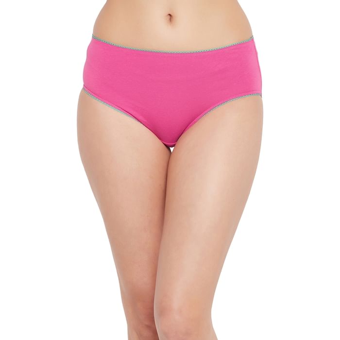 

Clovia Mid Waist Hipster Panty in Hot Pink - Cotton - PN2323P14