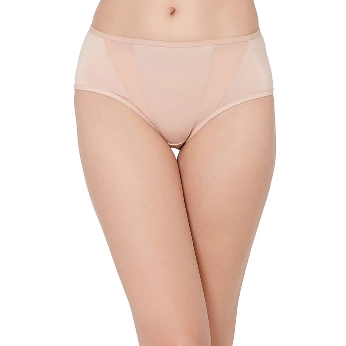 

Clovia Mid Waist Hipster Panty in Nude Colour with Powernet Panels - PN0557A24