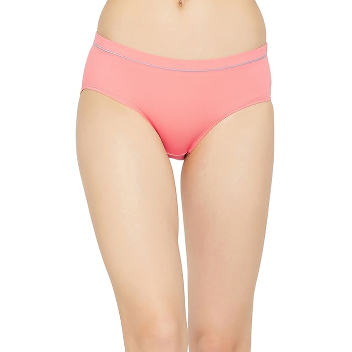 

Clovia Mid Waist Hipster Panty in Peach Colour with Inner Elastic - Cotton - PN3441P34