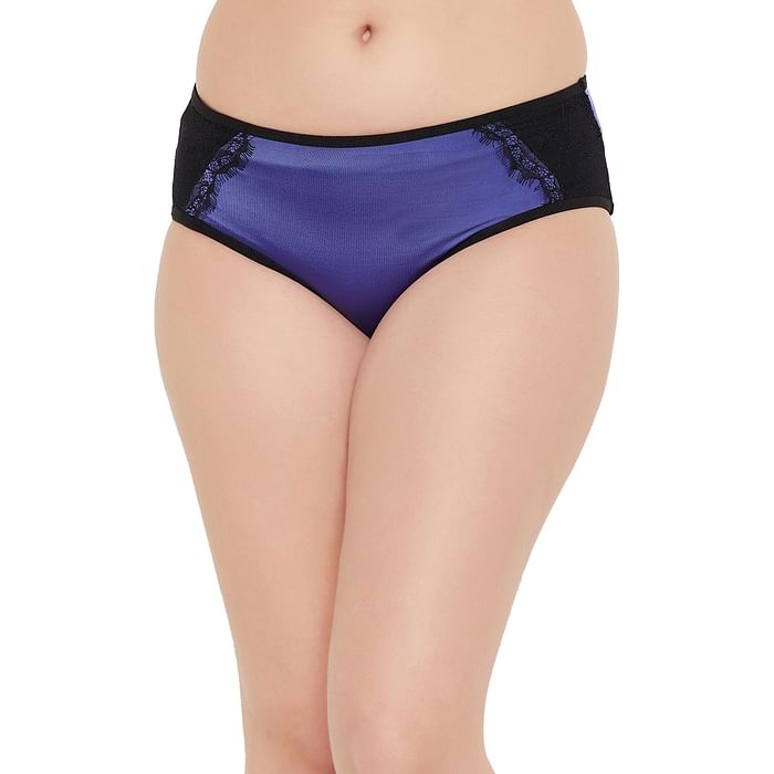 

Clovia Mid Waist Hipster Panty in Purple with Lace Panels - PN3511P15