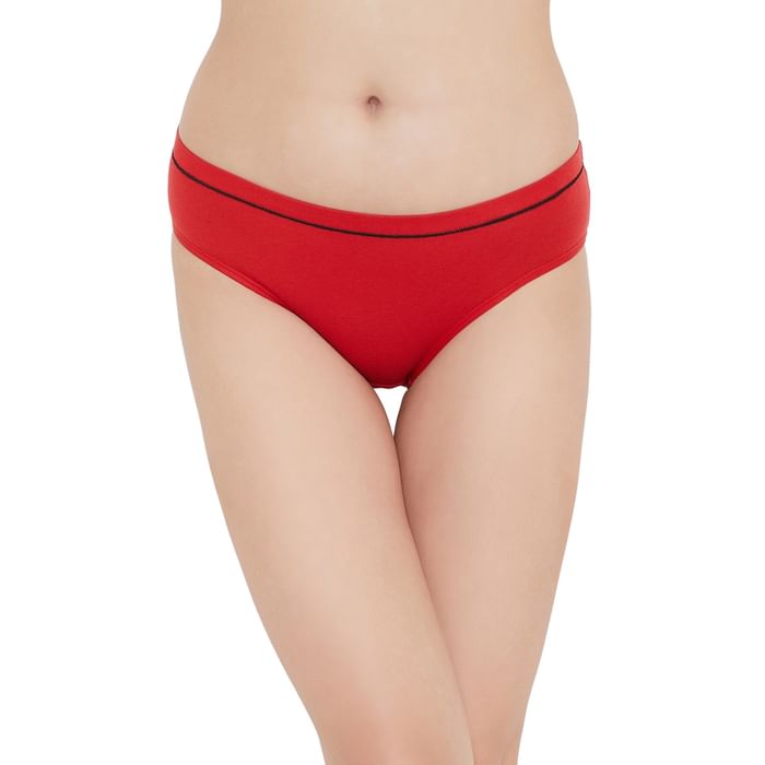 

Clovia Mid Waist Hipster Panty in Red- Cotton - PN3441P04