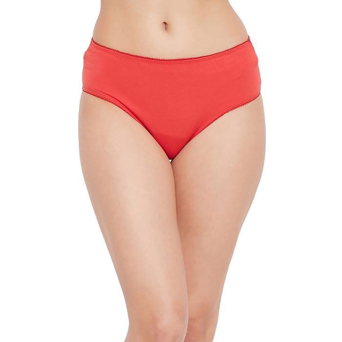 

Clovia Mid Waist Hipster Panty in Red - Cotton - PN0681P04