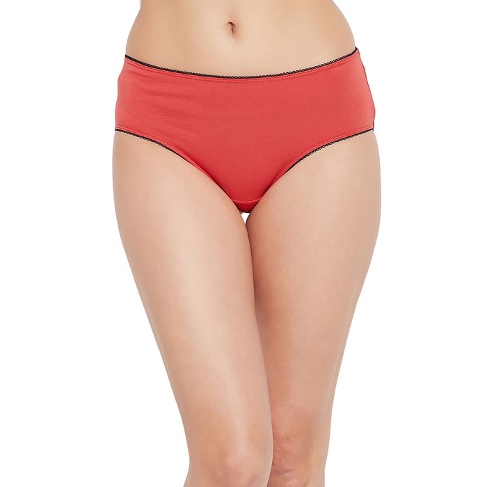 

Clovia Mid Waist Hipster Panty in Red - Cotton - PN2323P04
