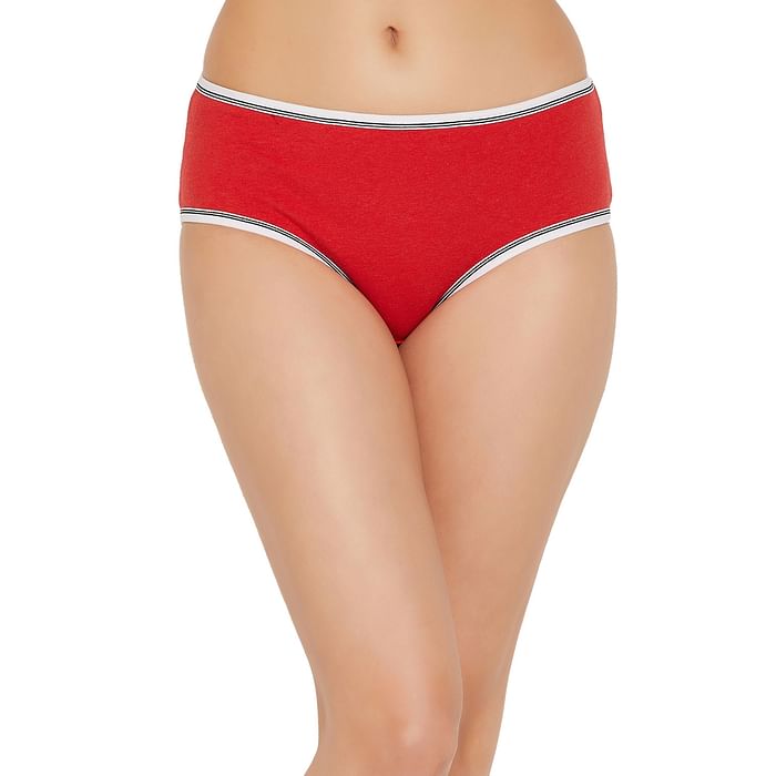 

Clovia Mid Waist Hipster Panty in Red - Cotton - PN2022A04