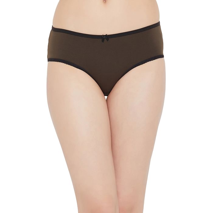 

Clovia Mid Waist Hipster Panty in Seaweed Green - Cotton - PN2521B17, Dark green