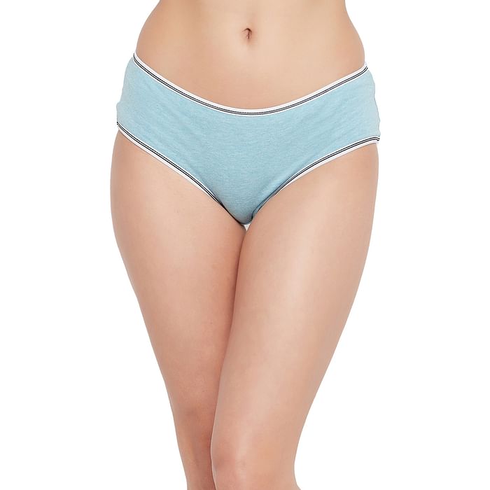 

Clovia Mid Waist Hipster Panty in Sky Blue - Cotton - PN2022B03, Light blue