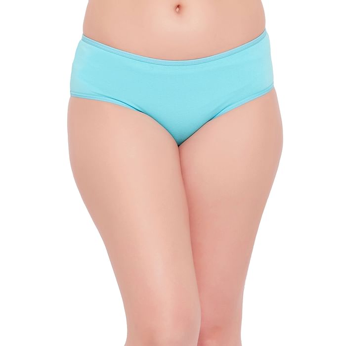 

Clovia Mid Waist Hipster Panty in Sky Blue - Cotton - PN3458Q03, Light blue