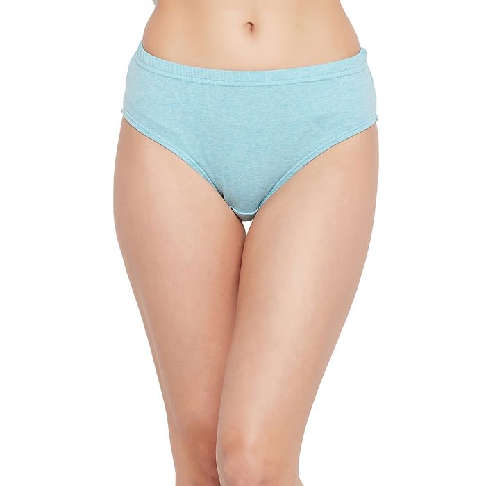 

Clovia Mid Waist Hipster Panty in Sky Blue with Inner Elastic - Cotton - PN3254A03, Light blue
