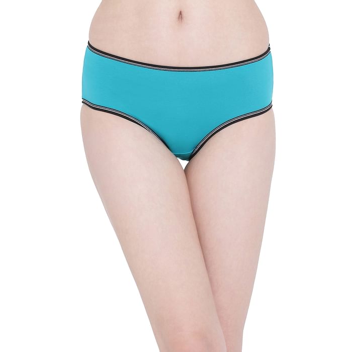 

Clovia Mid Waist Hipster Panty in Teal - Cotton - PN2022P17, Dark green
