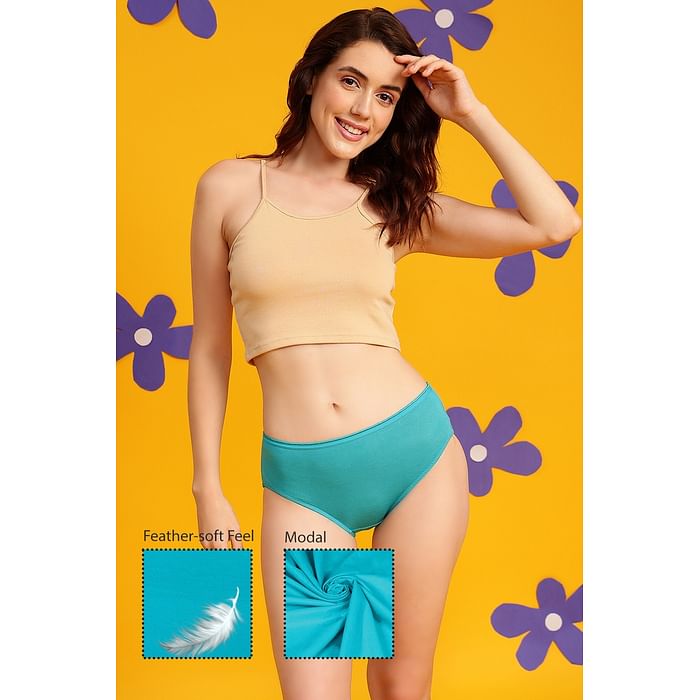 

Clovia Mid Waist Hipster Panty in Turquoise Green - PN2509P17, Dark green