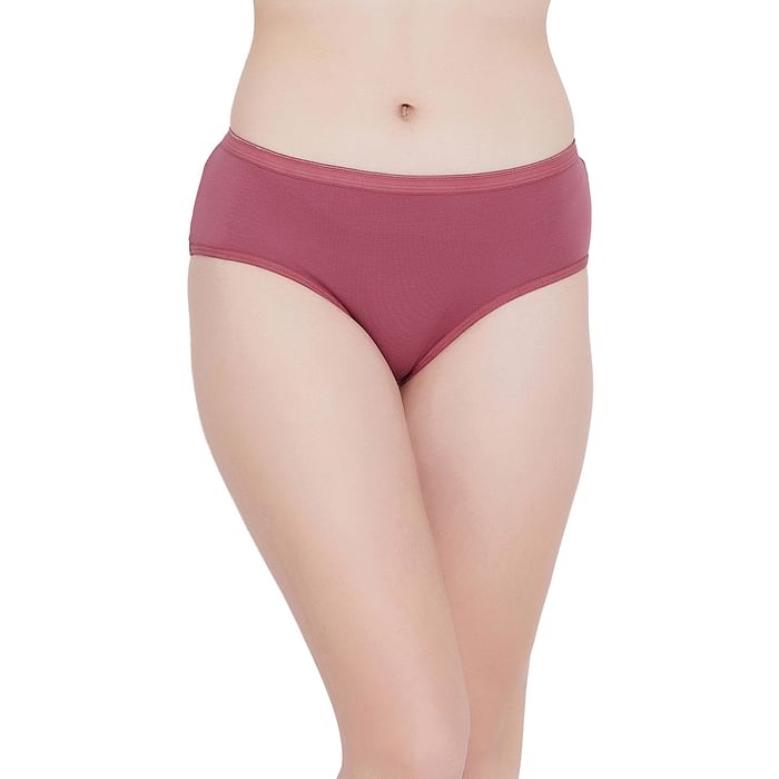 

Clovia Mid Waist Hipster Panty in Wine Colour- Cotton - PN2597A22, Light pink