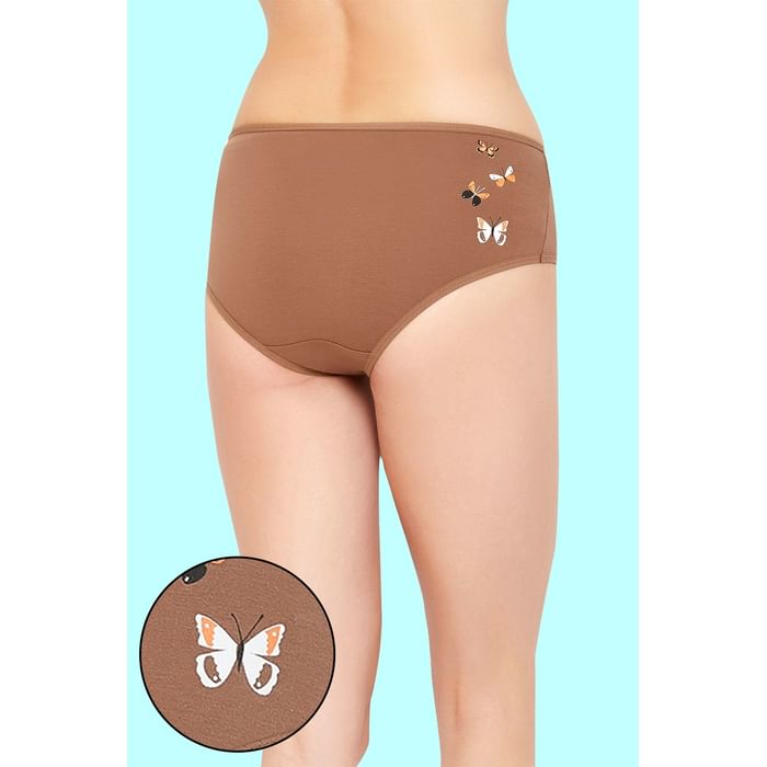 

Clovia Mid Waist Hipster Panty with Butterfly Print Back in Brown - Cotton - PN3297Q24, Nude-colour