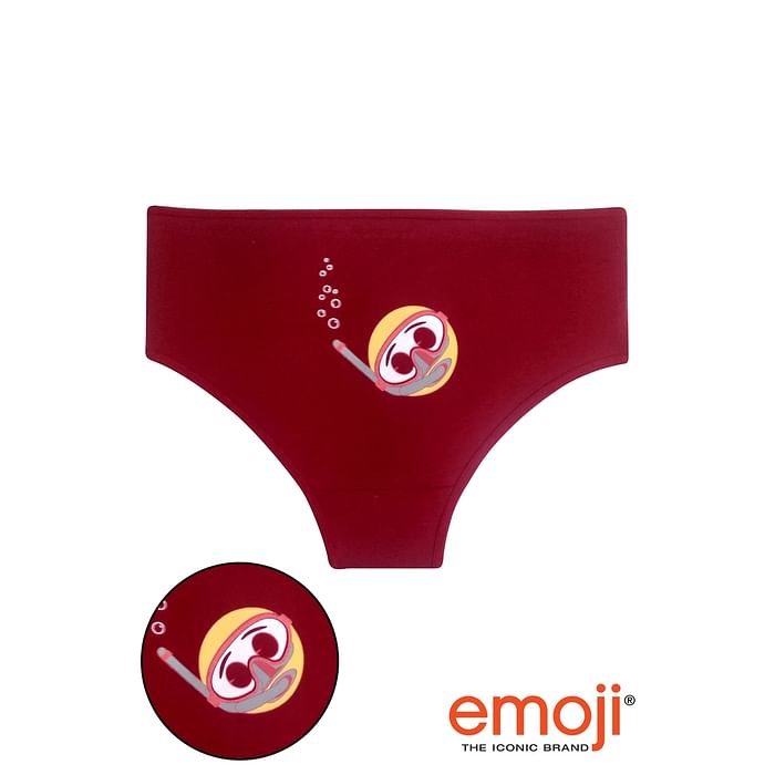 

Clovia Mid Waist Hipster Panty with Emoji Print Back in Red- Cotton - PN3414Z04