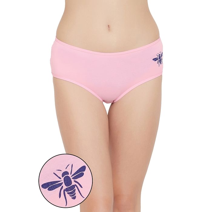 

Clovia Mid Waist Dragonfly Print Hipster Panty in Light Pink - Cotton - PN3297O22