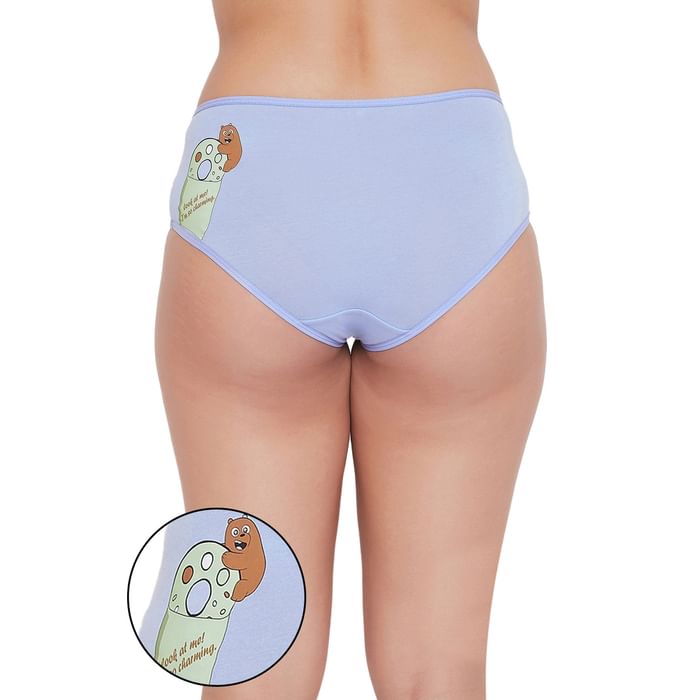

Clovia Mid Waist Hipster Panty with Graphic & Text Print Back in Powder Blue - Cotton - PN3310G03, Light blue