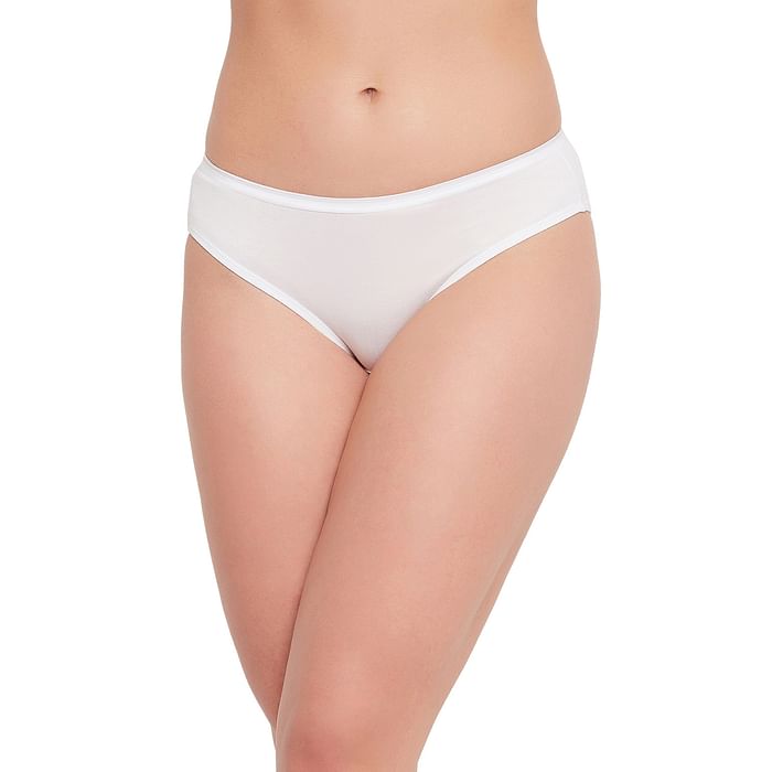 

Clovia Mid Waist Hipster Panty with Inner Elastic in White - Modal - PN2548A18